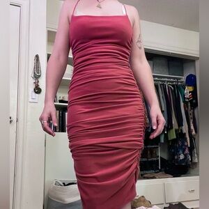 Elegant Pink Ruched Dress